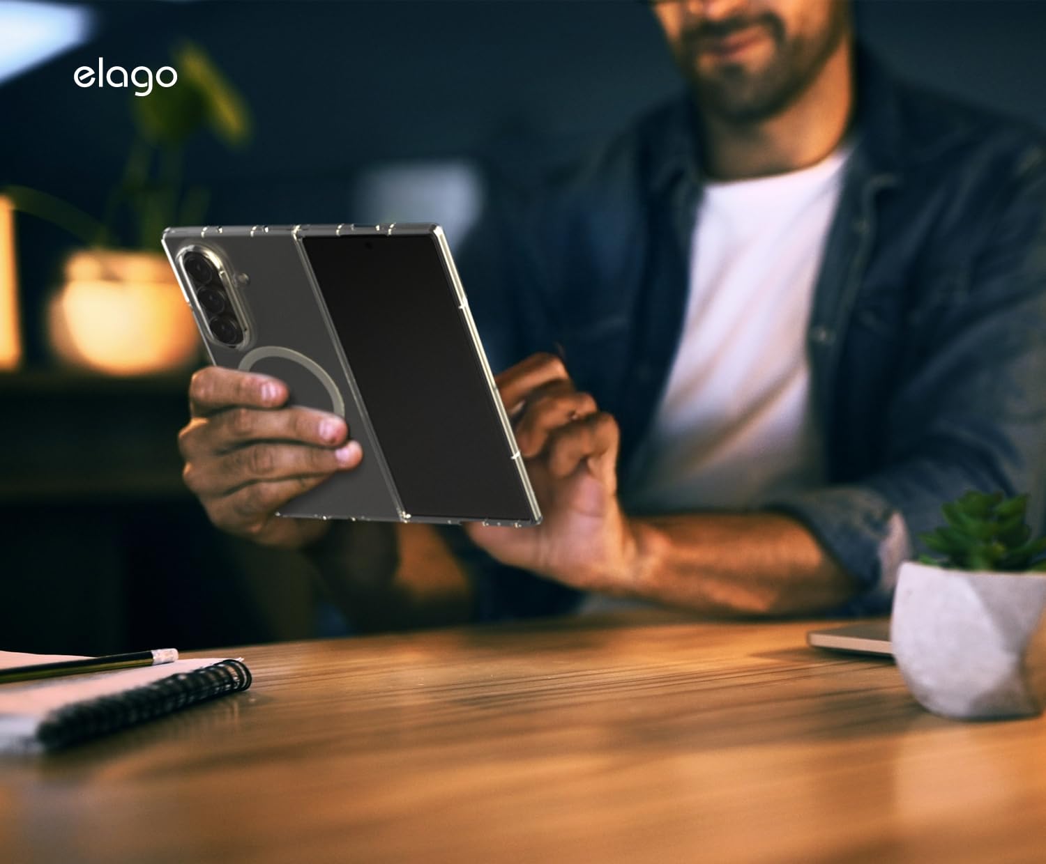 Elago | EGZFD7MSCL-TR | Elago Samsung Galaxy Z Fold 7 Magnetic Clear Case