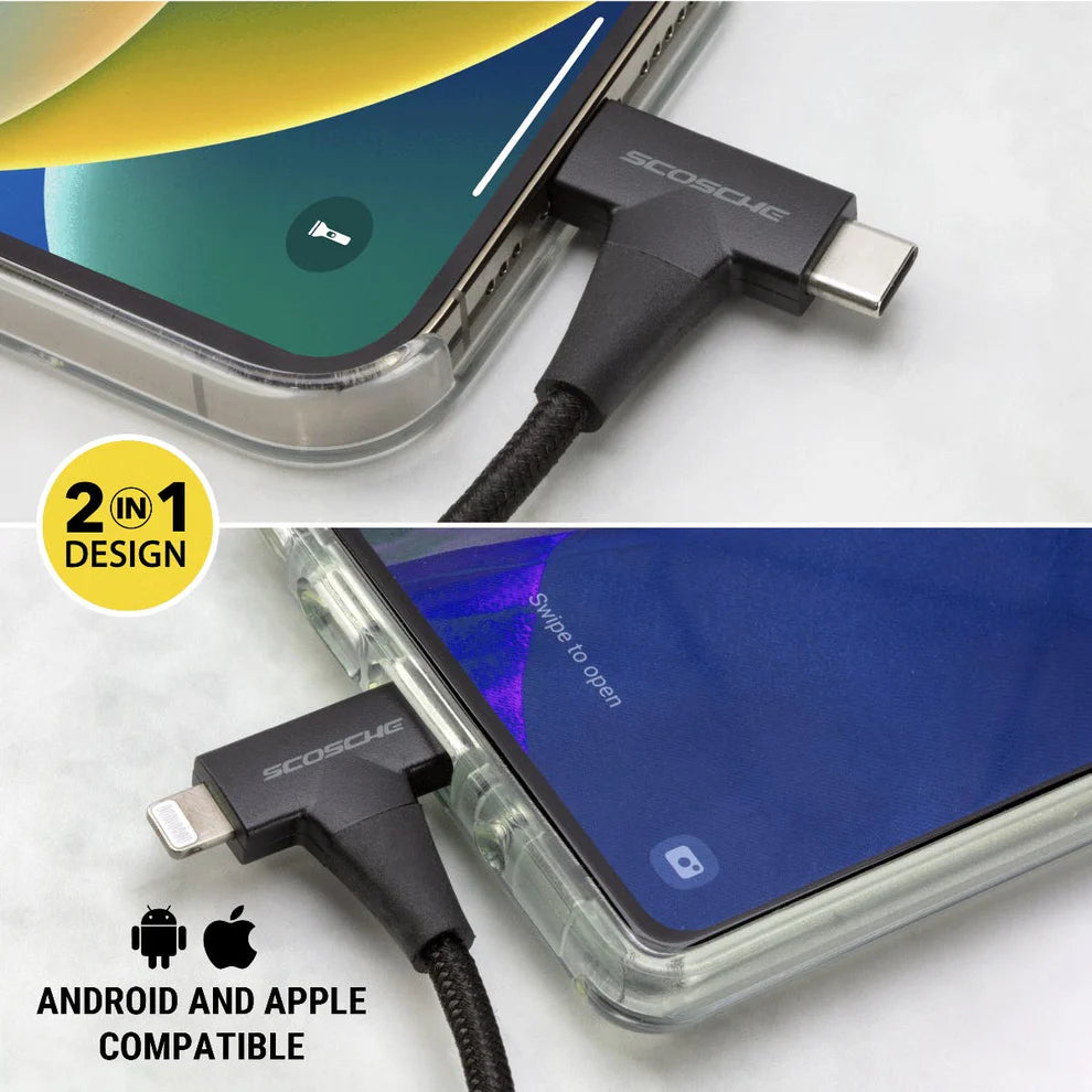 Scosche | CCi4B4T-SP | Scosche StrikeLine™ HH 2-in-1 USB-C to C®/Lightning™ Cable  | Black