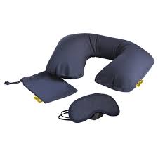 inflatable neck pillow with eye mask