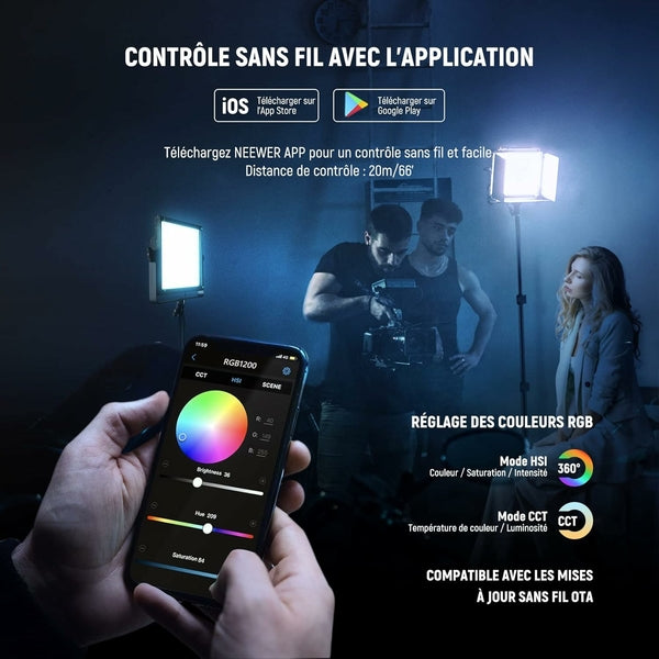Neewer 2×RGB1200 APP LED LIGHT 60W V4+2×200CM LIGHT STAND+BAG(EU)