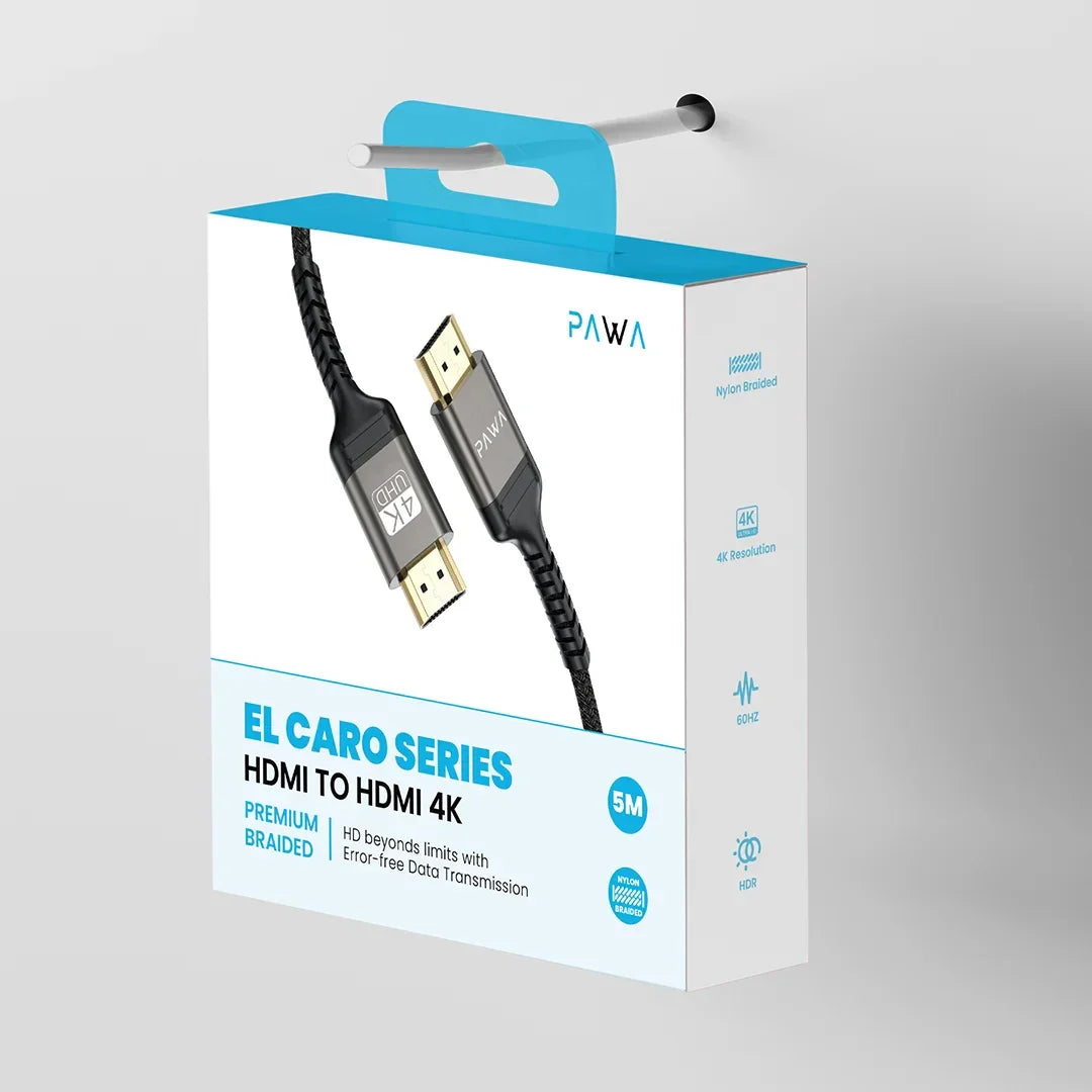 كابل Pawa El-Caro Series المضفر من HDMI إلى HDMI 4K بطول 5 أمتار (PW-ELHD4K5M)