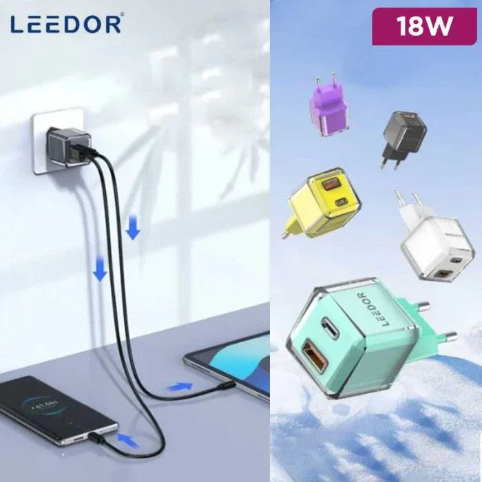 LD-105Q , LEEDOR ADAPTOR PD20W+QC18W CRYSTAL GLASS , WHITE