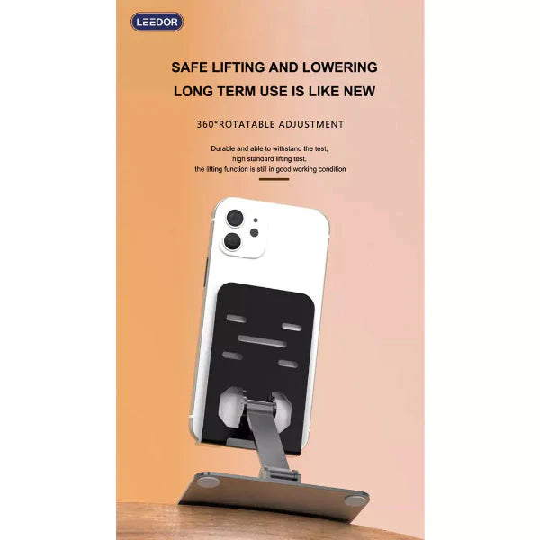 LD-358 , LEEDOR FOLDING PHONE HOLDER ABS+ALUMINUM , BLACK