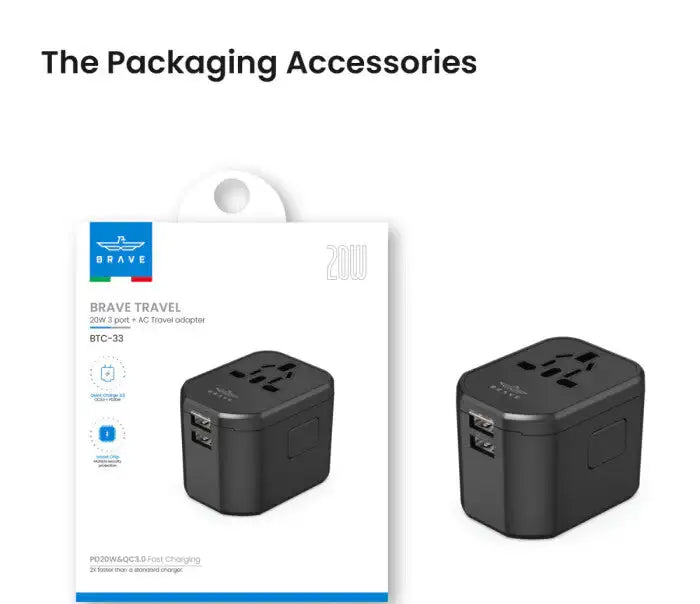 Brave Travel 3 Port + AC Travel Adapter BTC-33 - GulfStore.com