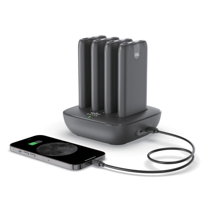 BRAVE 4-in-1 10000mAh Slim Power Bank Station with PD 22.5W Type-C & 20W Lightning Cables, & LED Display - Black
