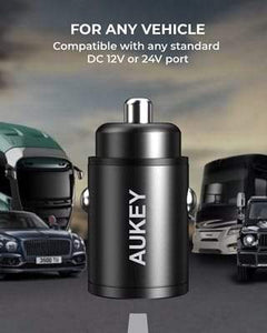 AUKEY CC-A3 BK 30W PD Metal Dual Port Fast Car Charger with PPS & QC 3.0 – Black - GulfStore.com