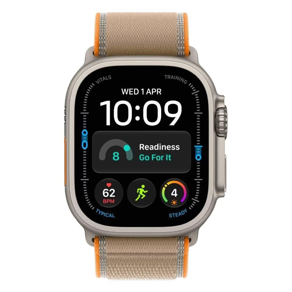 Apple Watch Ultra 4 GPS + Cellular, 49mm Natural Titanium Case with Sand Trail Loop - M/L