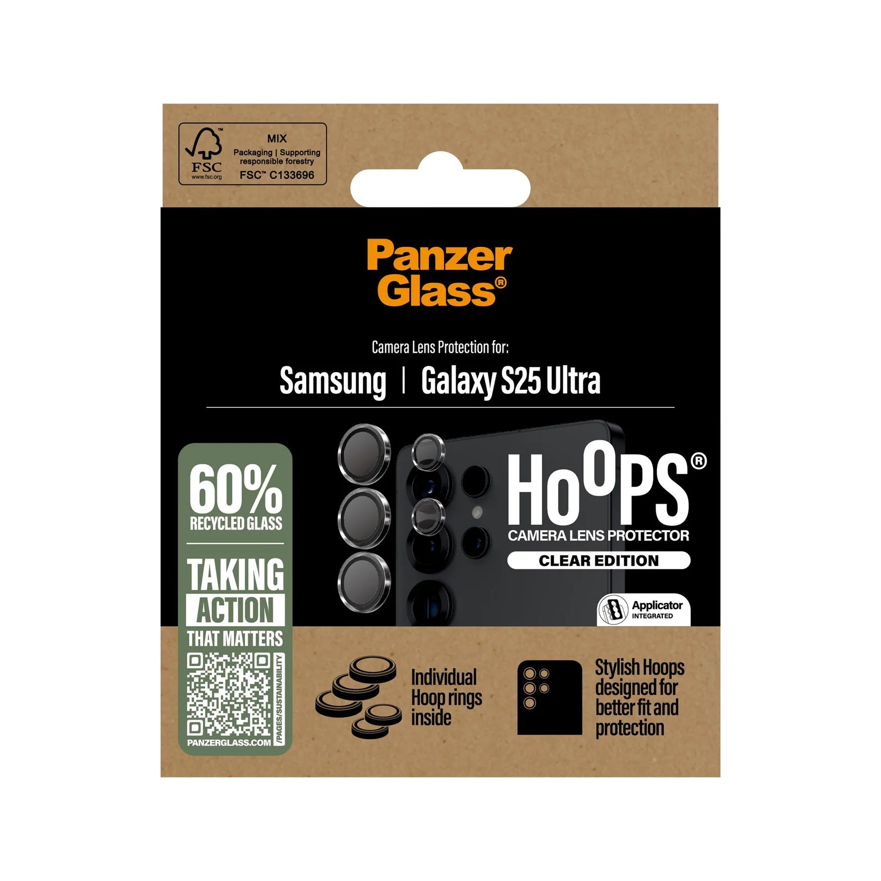 PanzerGlass® Hoops® Transparent Camera Lens Protector Samsung Galaxy S25 Ultra