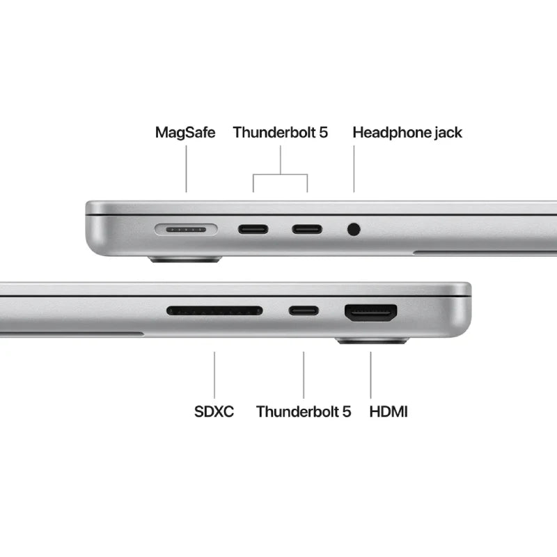 Apple MacBook Pro - 14.2 بوصة / M4 Pro / معالج 14 نواة / وحدة معالجة رسومية 20 نواة / ذاكرة وصول عشوائي (RAM) سعة 24 جيجابايت / قرص SSD سعة 1 تيرابايت / فضي / سنة واحدة 