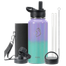 Buzio Trio Series Water Bottle with 3 Lids and Sleeve 1L - Purple Green