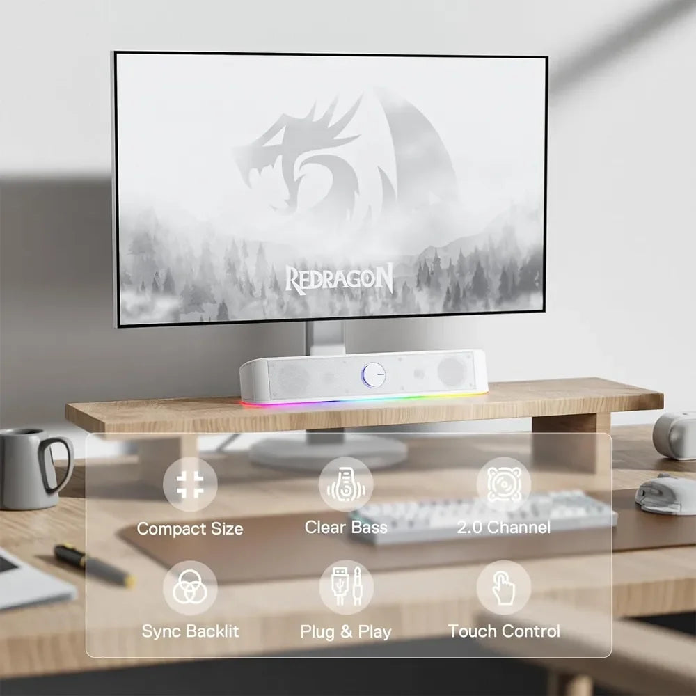 مكبر صوت ألعاب Redragon Gs560 Adiemus Rgb - أبيض