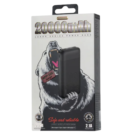 Choetech , REMAX RPP-166 20000MAH LANGO SERIES POWER BANK RPP-166- black