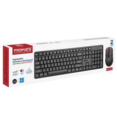 ProCombo-15.EN/AR | Promate | Wireless Desktop Silent Keyboard & Mouse Combo | AR/US Layout | Black