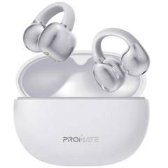 AirClip-Pro.White| Promate| AudioFit™ Open Ear Clip On TWS Earbuds w/ IntelliTouch • Smart Touch Contro | White