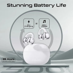 AirClip-Pro.White| Promate| AudioFit™ Open Ear Clip On TWS Earbuds w/ IntelliTouch • Smart Touch Contro | White