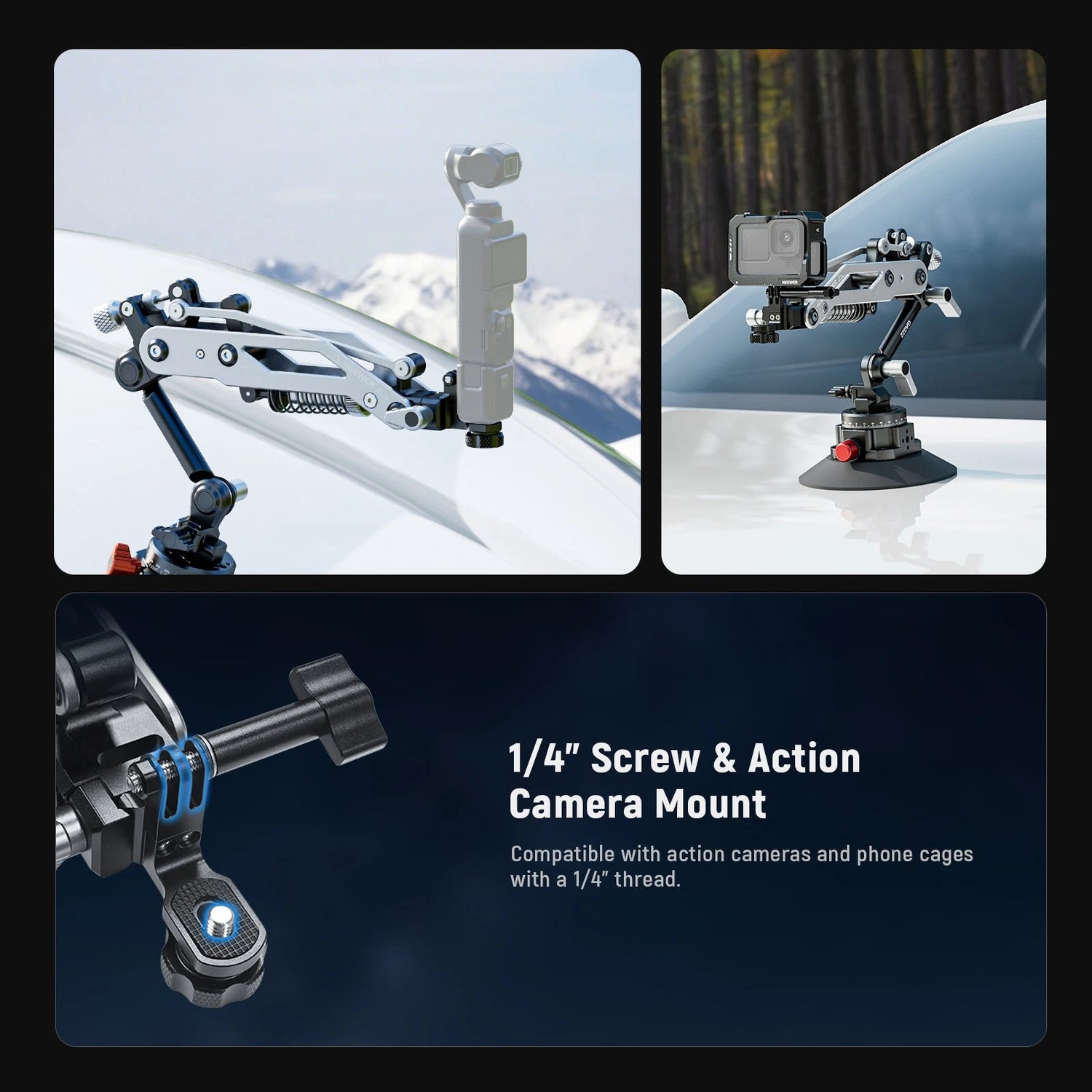 ذراع امتصاص الصدمات من Neewer لكاميرات POCKET 3 وACTION 5 وGOPRO 13 GA022