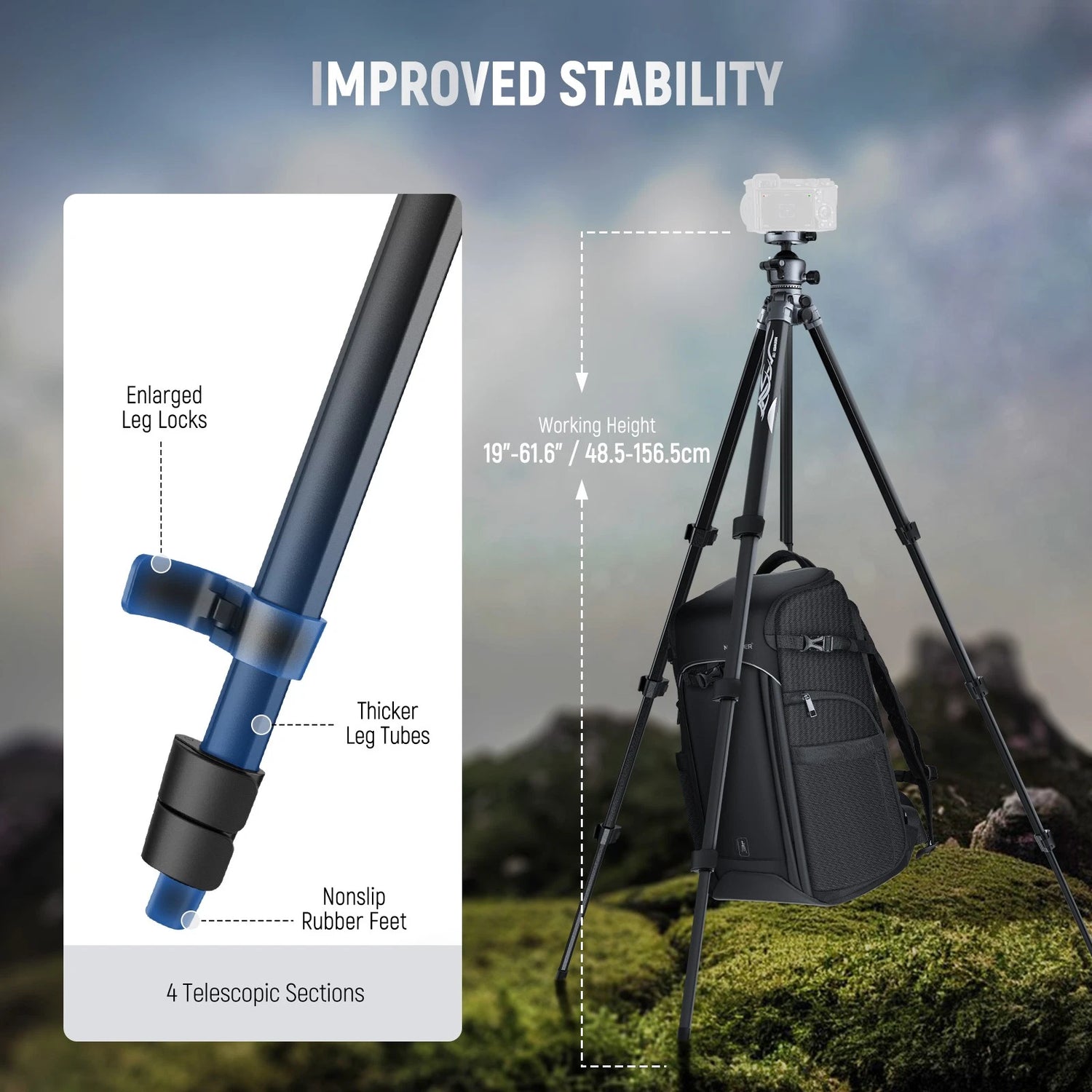 Neewer ALUMINUM TRAVEL TRIPOD WITH BALL HEAD