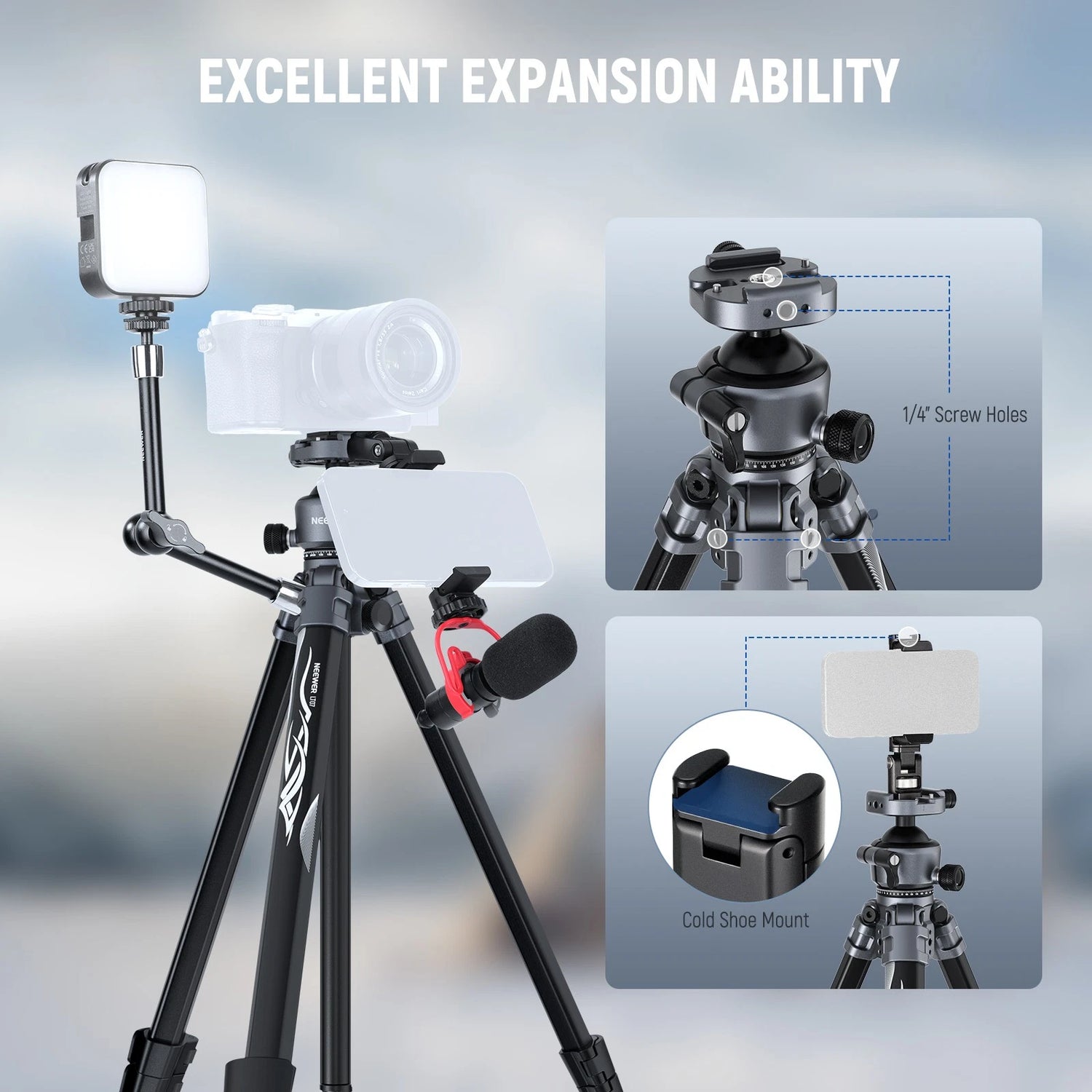 Neewer ALUMINUM TRAVEL TRIPOD WITH BALL HEAD