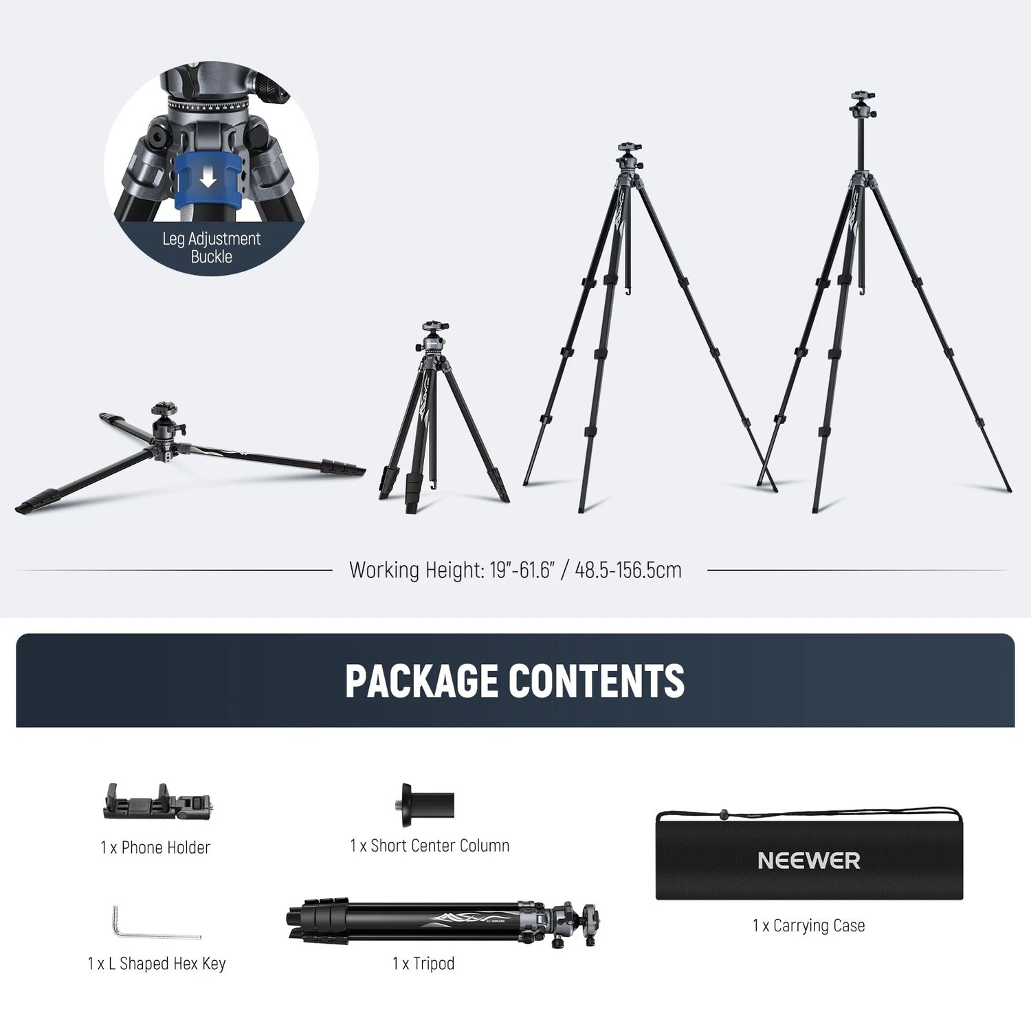 Neewer ALUMINUM TRAVEL TRIPOD WITH BALL HEAD