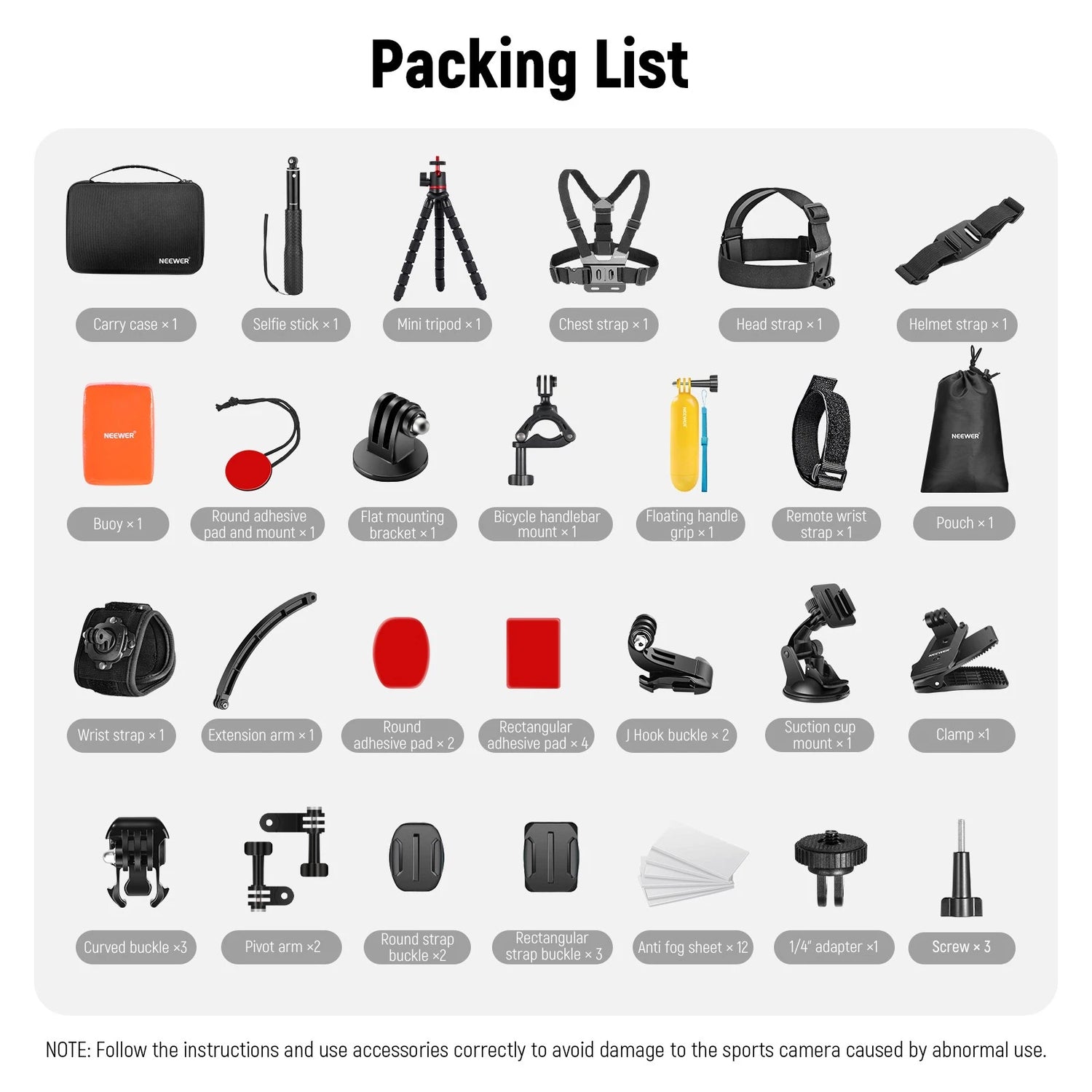 Neewer 50 IN 1 ACCESSORY KIT FOR ACTION CAMERA?BLACK?