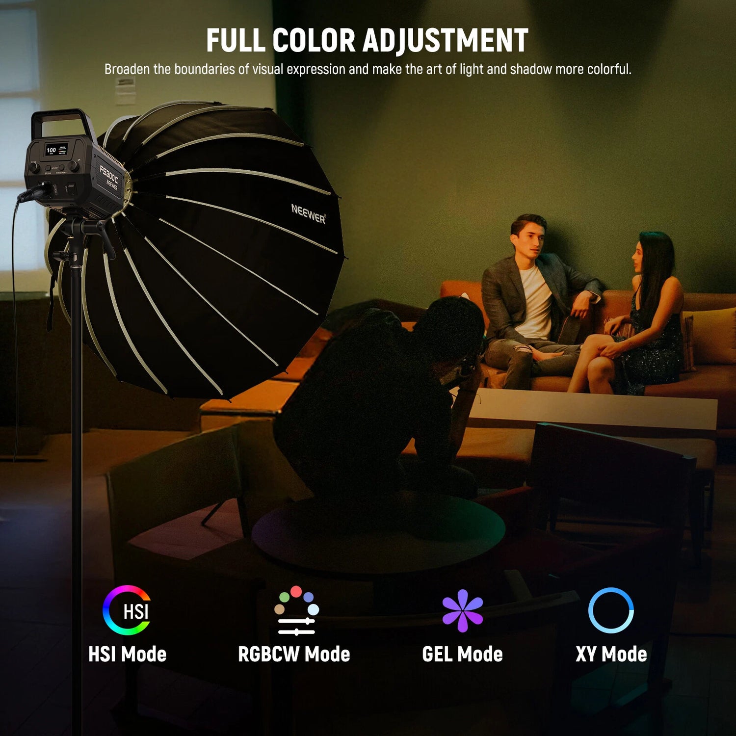 مصباح فيديو Neewer FS300C RGB بقوة 300 واط (المملكة المتحدة)