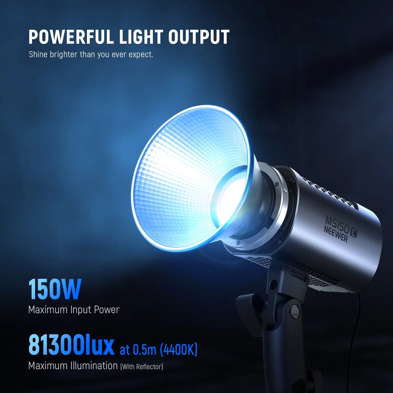 مصباح NEEWER MS150CD RGBWW LED - 150 واط، CRI97+، حامل Bowens، APP/2.4G