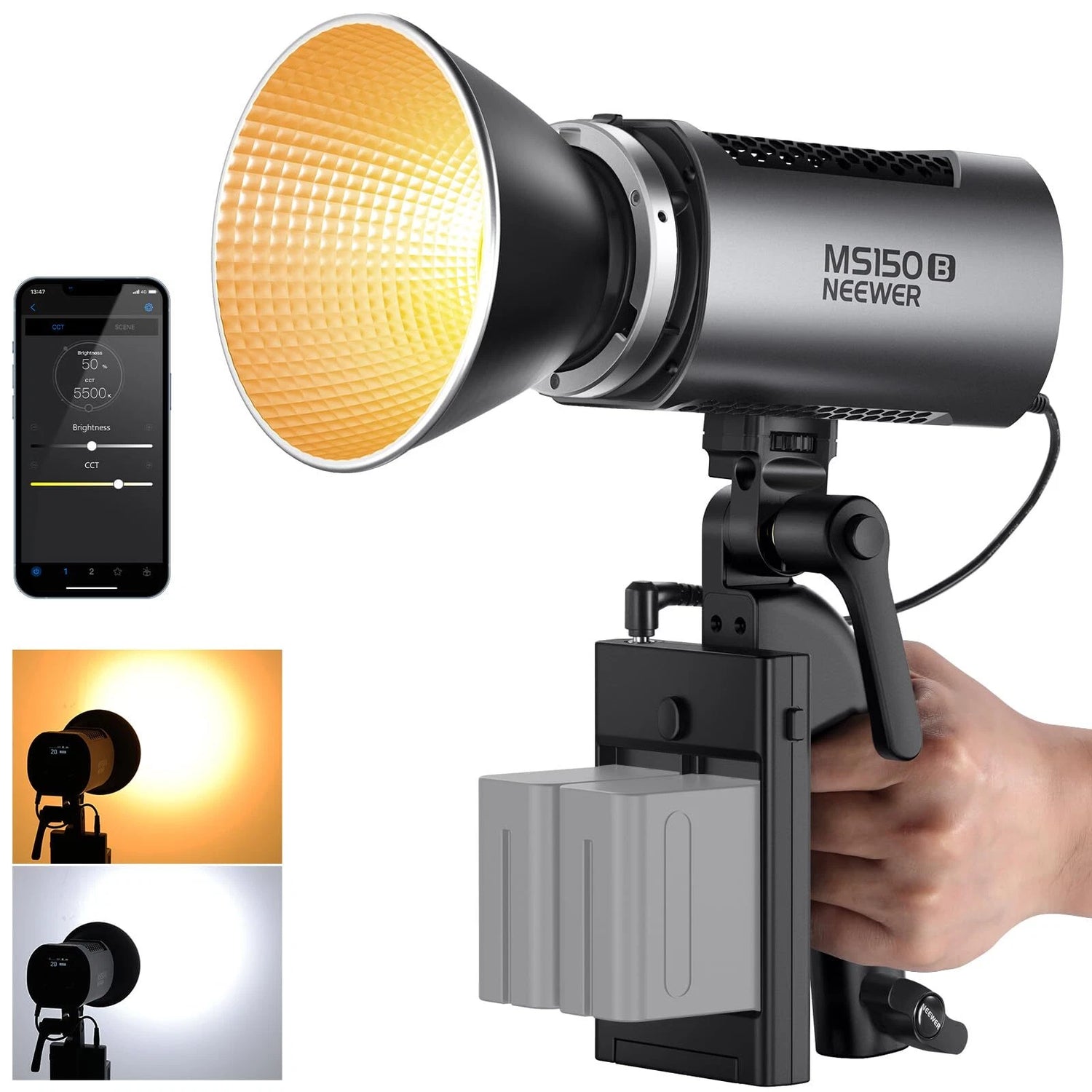 NEEWER MS150B 130W Bi-Color LED Video Light, Bowens Mount, CRI97+, 2700K-6500K