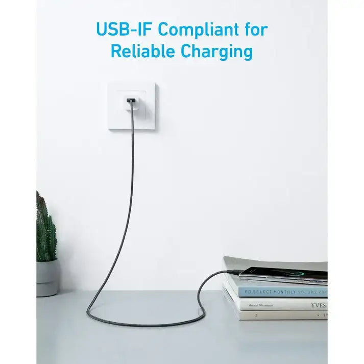 Anker 322 USB-A to USB-C Cable Braided (1.8m/6ft) A81H6H11 - Black - GulfStore.com