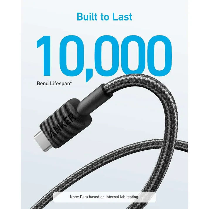 Anker 322 USB-A to USB-C Cable Braided (0.9m/3ft) A81H5H11 - Black