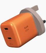 UM81UKM| Momax  1-Charge 45W 2-Port GaN Charger 2x USB-C  | UK  | Orange - GulfStore.com
