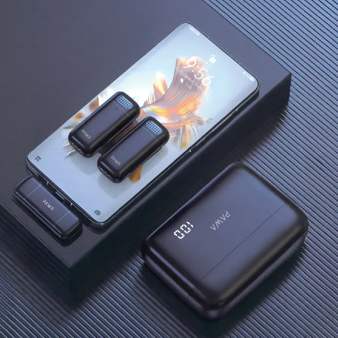 PW-LDMCCCL7 , PAWA Mike M5 Dual Wireless Microphone with charging Case Type c+lightning