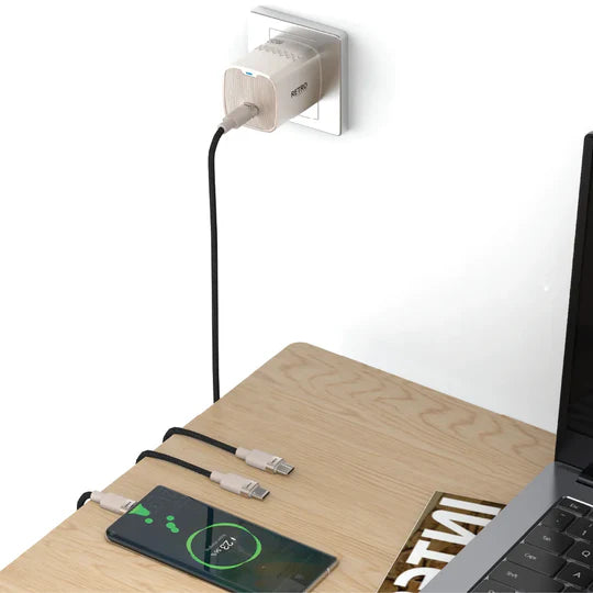 PW-TCR25UKT-TT | PAWA Retro 25W With Type-C Port UK Plug With Type-C To Type-C Cable | Titanium