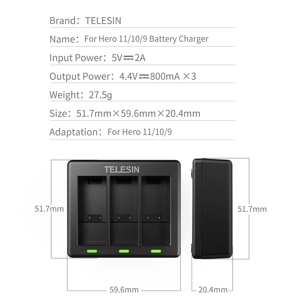 TELESIN Charging Battery for GoPro 9/10/11 - GulfStore.com