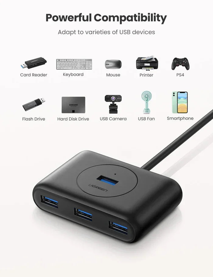 CR113 | UGREEN | USB 3.0 Hub 1m (Black) | 20291