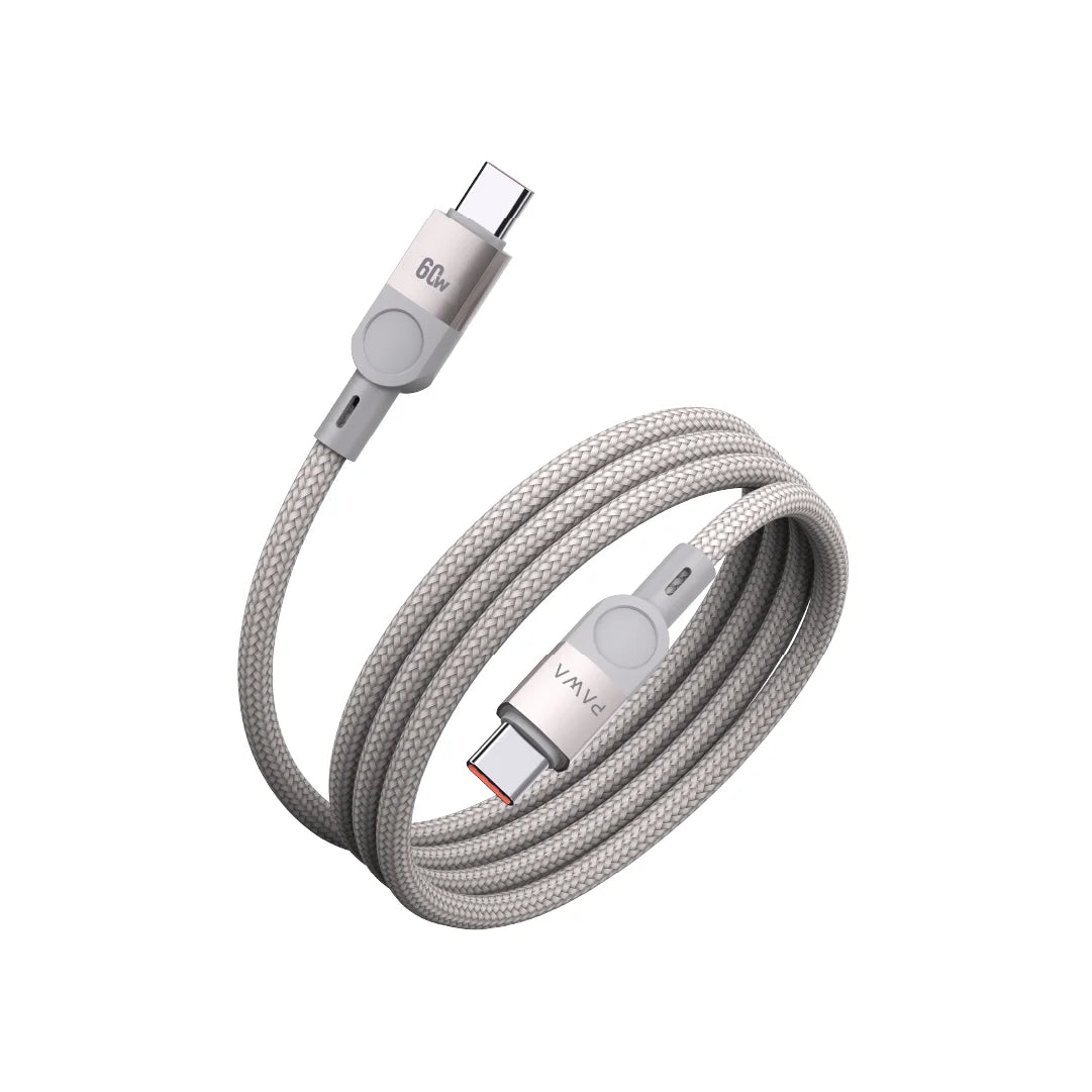 PW-12BDM251-GYTT | PAWA Levin Magnetic Braided Usb-C To Usb-C Cable 1M 60W | Grey Titanium