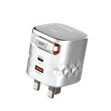 Pawa Retro 50W UK Charger With Retractable Cable - Grey & Black ( PW-TAR50ACT-GYBK)