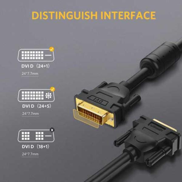 UGreen DVI-D 24+1 Dual Link Video Cable 2M - Black
