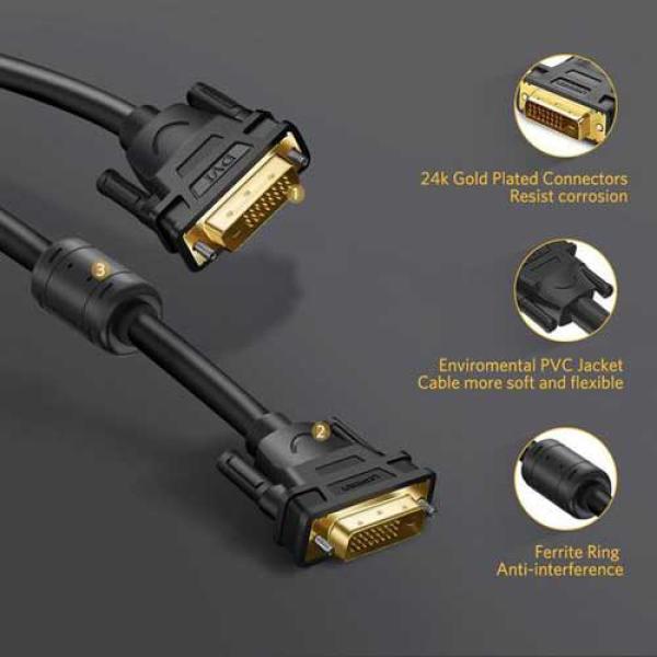UGreen DVI-D 24+1 Dual Link Video Cable 2M - Black