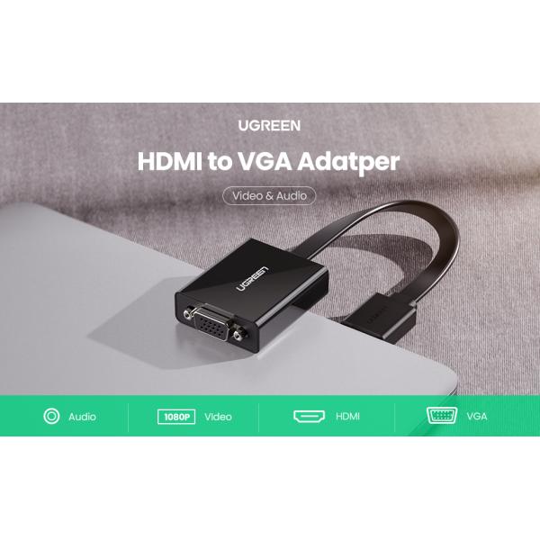 يوجرين - HDMI إلى VGA مع محول الصوت
