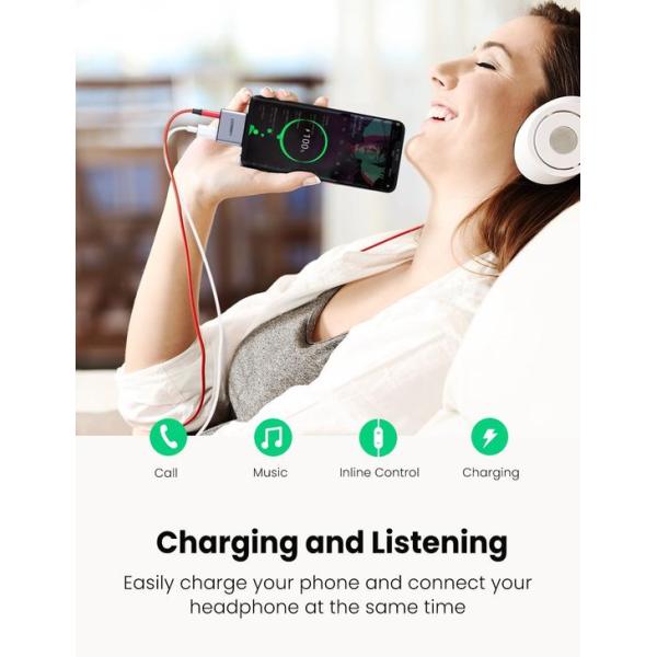 UGreen Converter USB C to 3.5mm Headphone and Charger Adapter Type C