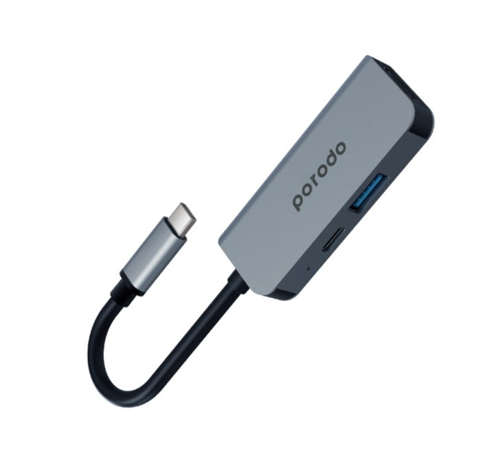 Porodo 3 in 1 Aluminium USB-C to HDMI Adapter