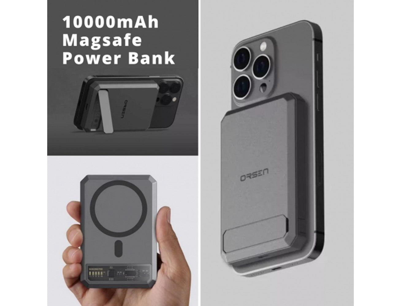 Choetech Orsen 10,000 mAh 15W Magsafe Power Bank with Stand EW54 - Black