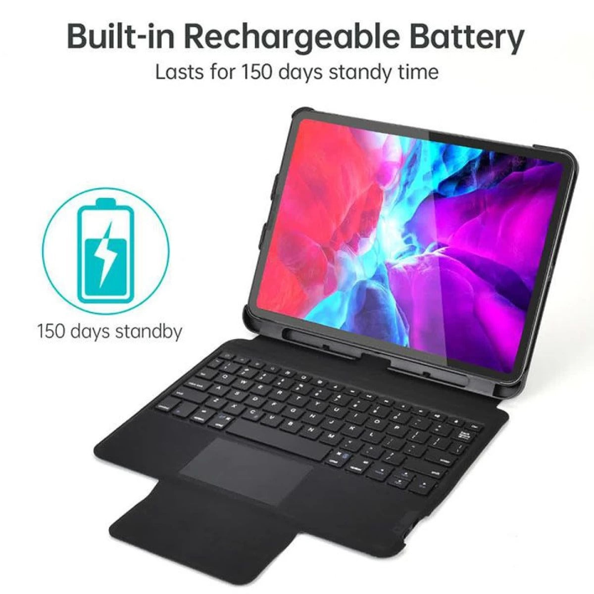 Choetech Wireless Keyboard with Trackpad for iPad 12.9 inch- Arabic & English BH-015-BK- Black