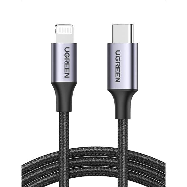 UGreen USB-C To Lightning Cable 1m-Mfi-Certified Nylon Braided - Black