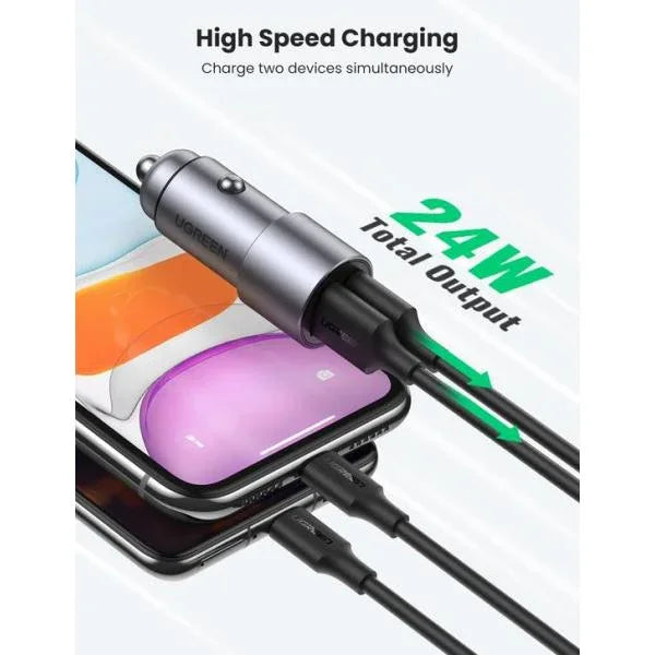 UGreen 24W Dual Port USB All Metal Car Charger - GulfStore.com