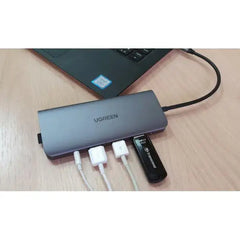 UGreen USB-C To 3*USB 3.0 A+HDMI+VGA+RJ45 Gigabit+SD/TF+AUX3.5mm+PD C ( 10 in 1 ) - GulfStore.com