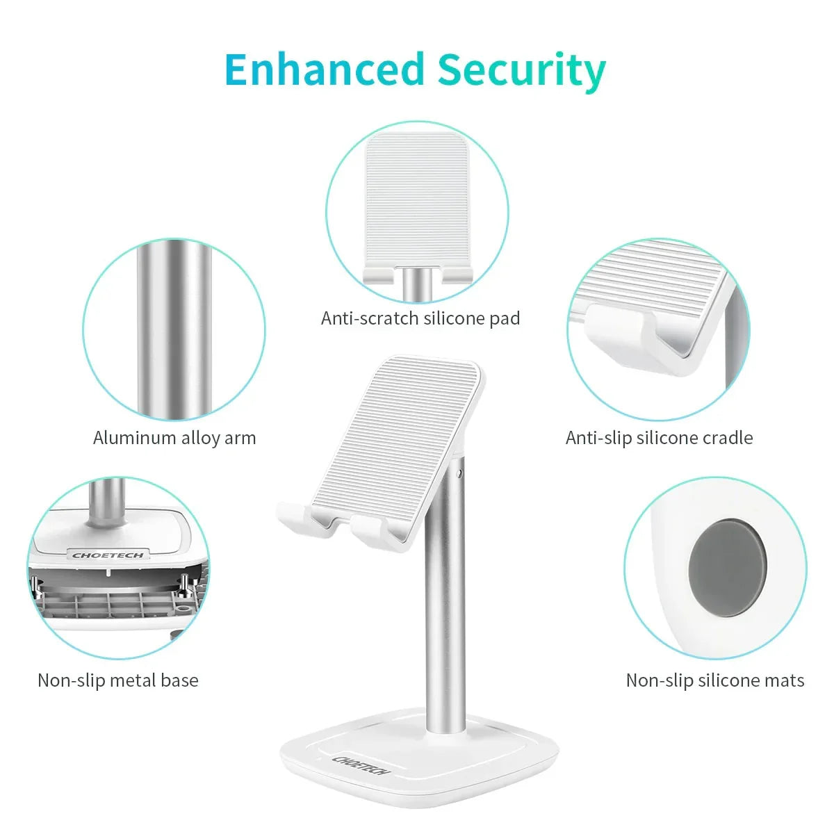 Choetech Adjustable Phone Stand H035 - White - GulfStore.com