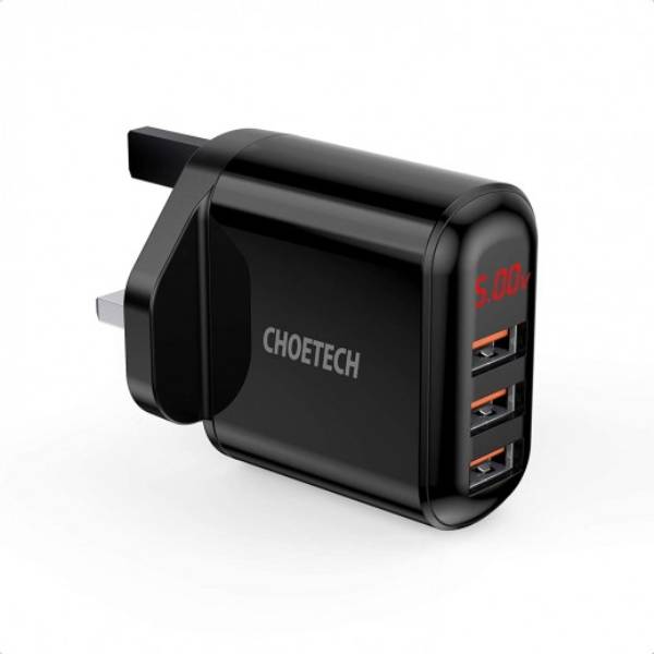 Choetech 3 Port USB Wall Charger with Digital Display Q5009-BK - GulfStore.com