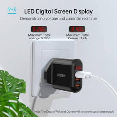 Choetech 3 Port USB Wall Charger with Digital Display Q5009-BK - GulfStore.com