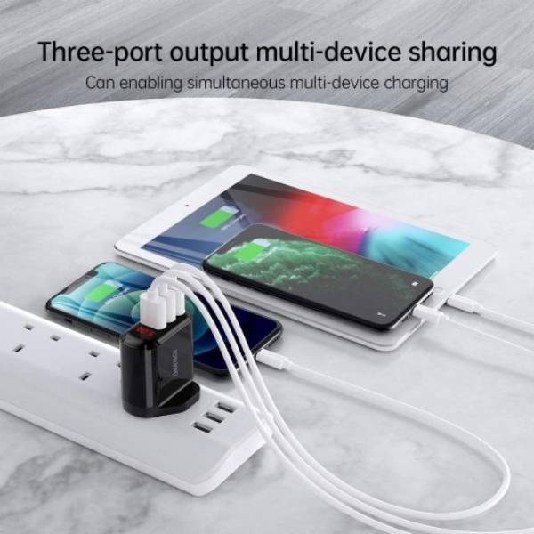 Choetech 3 Port USB Wall Charger with Digital Display Q5009-BK - GulfStore.com